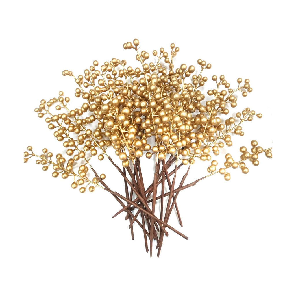 Artificial Berry, Fake Burgundy Berry, (20 pcs, 12" Each), Artificial Berries Stems for Xmas Tree Wreath Decorations Home Decor (GoldenBerry)