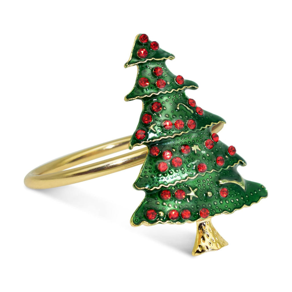 Legigo Set of 12 Christmas Tree Napkin Rings Set- Metal Xmas Napkin Ring Holders for Cloth Napkins, Christmas Holiday Party Dinner Table Decoration