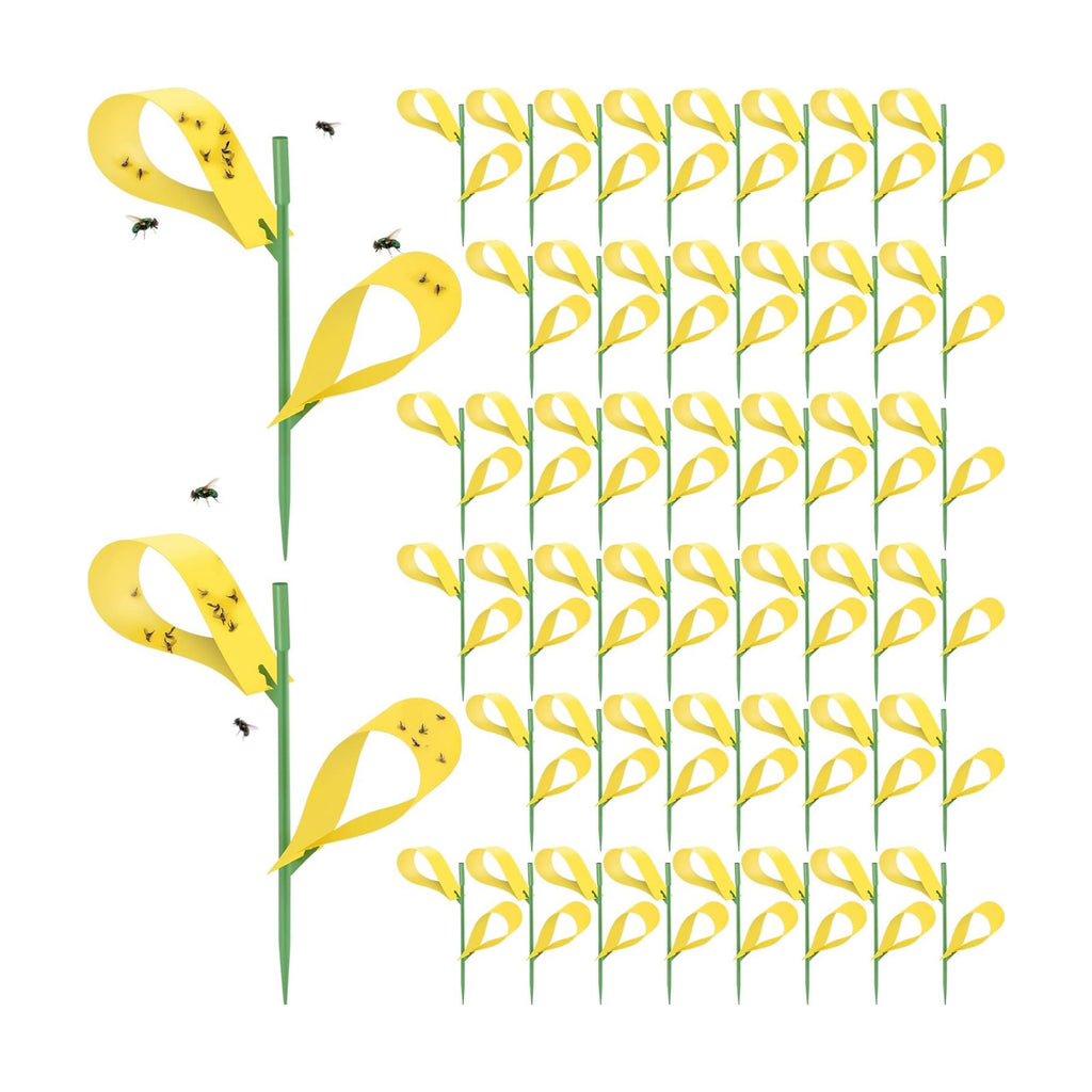 Qualirey 300 Pcs Sticky Houseplant Traps Fungus Gnat Fruit Fly Trap Sticky Houseplant Stakes Insect for Outdoor Garden