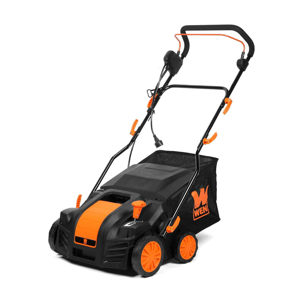 WEN DT1516 16-Inch 15-Amp 2-in-1 Electric Dethatcher and Scarifier with Collection Bag, Black