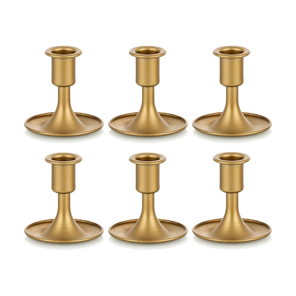Candlestick Holders Taper Candle Holders, Romadedi Gold Candle Stick Candle Holder for Table Centerpiece, Wedding Reception, Festive Christmas Mantel Decoration or Home Decor, Set of 6