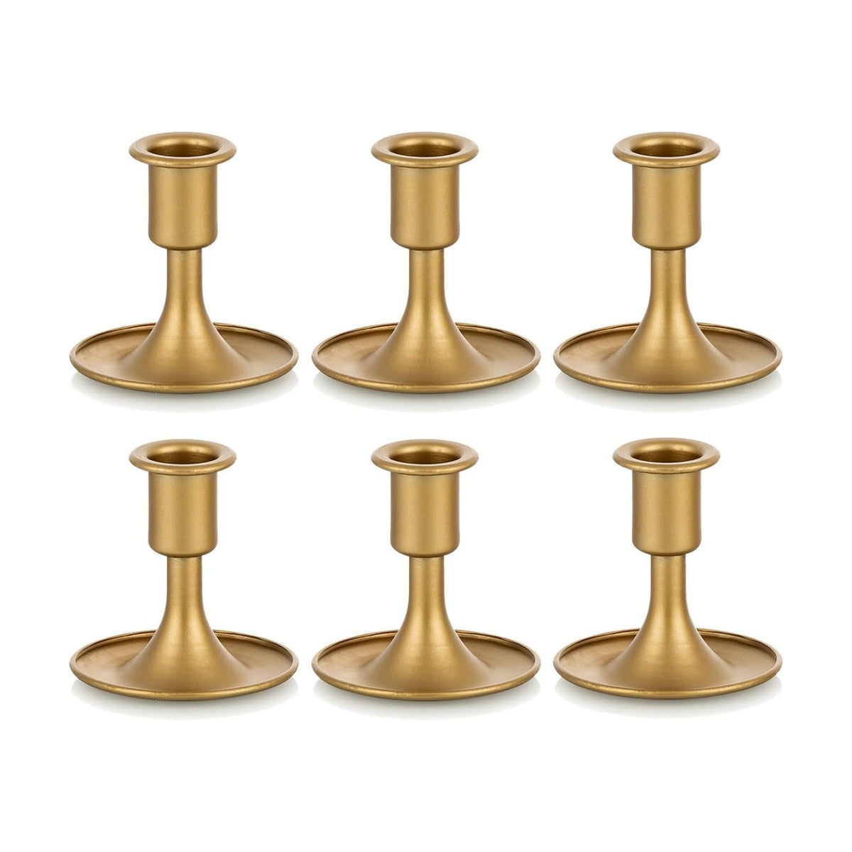 Candlestick Holders Taper Candle Holders, Romadedi Gold Candle Stick Candle Holder for Table Centerpiece, Wedding Reception, Festive Christmas Mantel Decoration or Home Decor, Set of 6