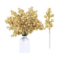 Geosar 36 Pcs Christmas Glittered Berries Stems, Gold