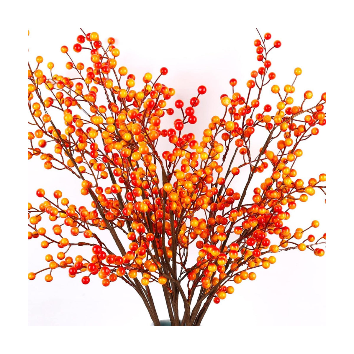 6 Pack Fall Berry Stems Fake Orange Holly Berries Branches Long Stem Plants for Vase, Fall Thanksgivings Harvest Christmas Festival Decorations