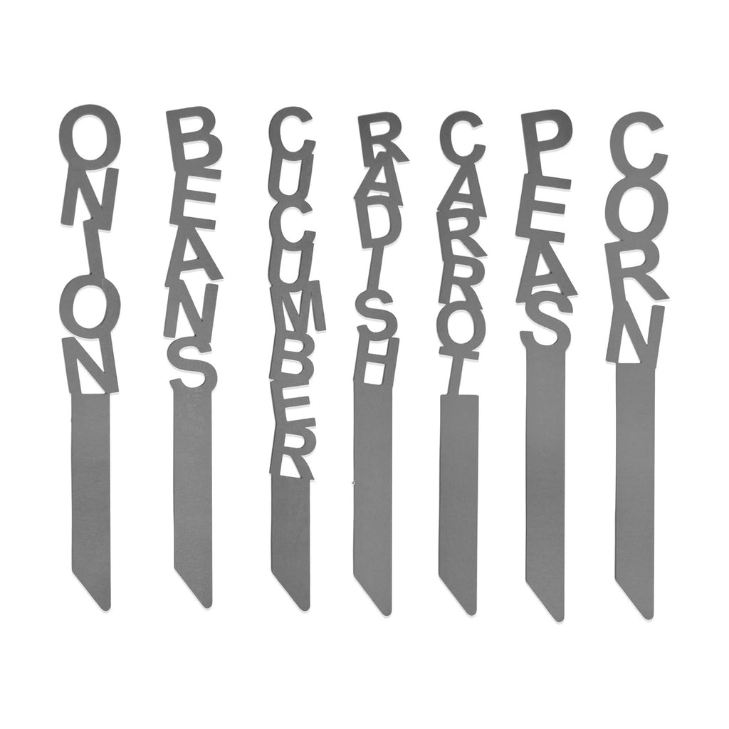 Spell It Out Personalized Metal Garden Plant Markers - Set of 7 - 80 Plant Varieties - Vertical Stacked Name Stakes for