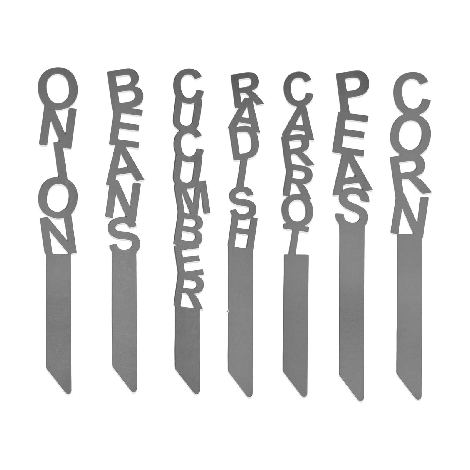 Spell It Out Personalized Metal Garden Plant Markers - Set of 7 - 80 Plant Varieties - Vertical Stacked Name Stakes for