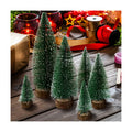 6pcs Mini Christmas Trees Decor, Artificial Bottle Brush Tabletop Trees, 4 Size Holiday Decoration for Xmas (Green)