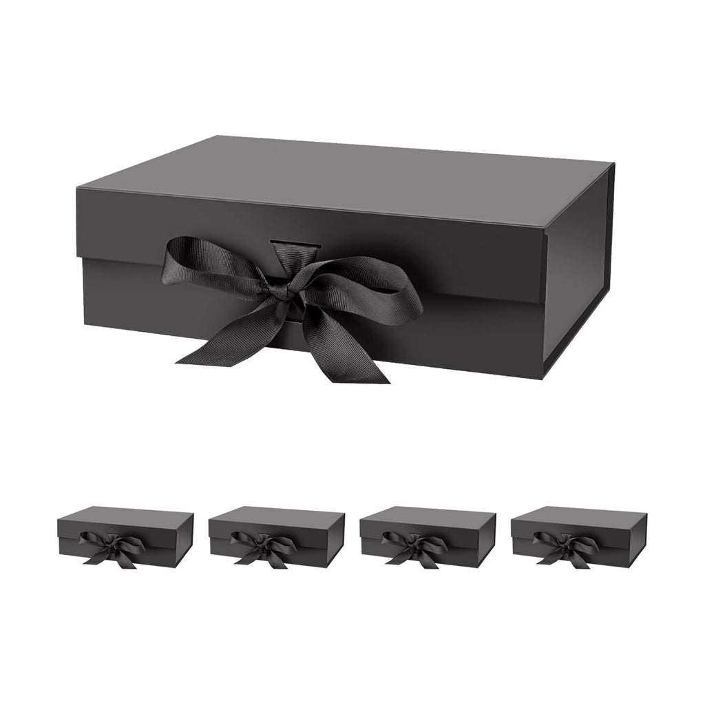 DaiJoob 5-Pack Black Gift Boxes with Lid for Presents 10.5x7.5x3.1 Inches