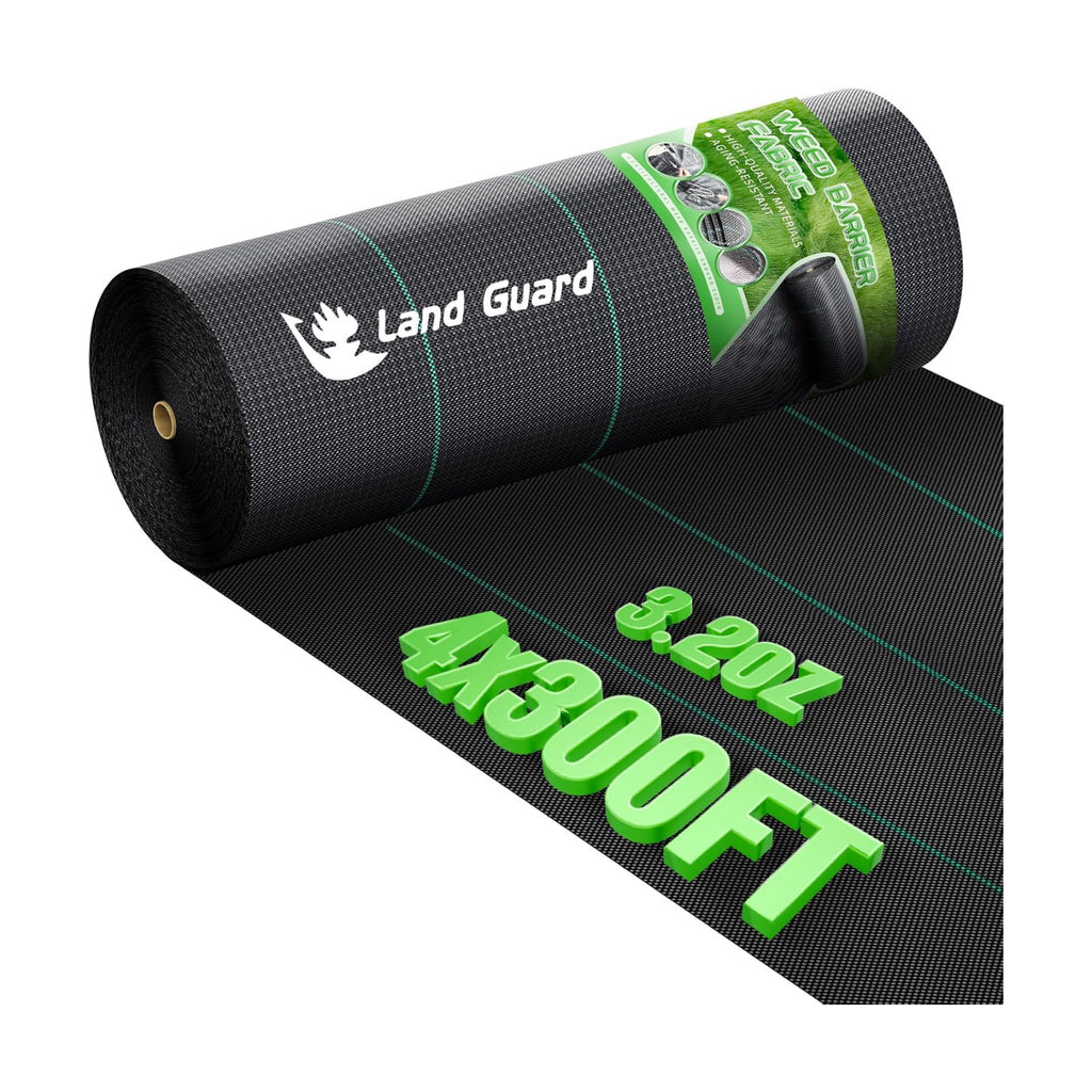 Land Guard 4ft x 300ft Weed Barrier Fabric Heavy Dusty, Ground Cover, Weed Mat, Woven Landscape Fabric for Garden, Lawn