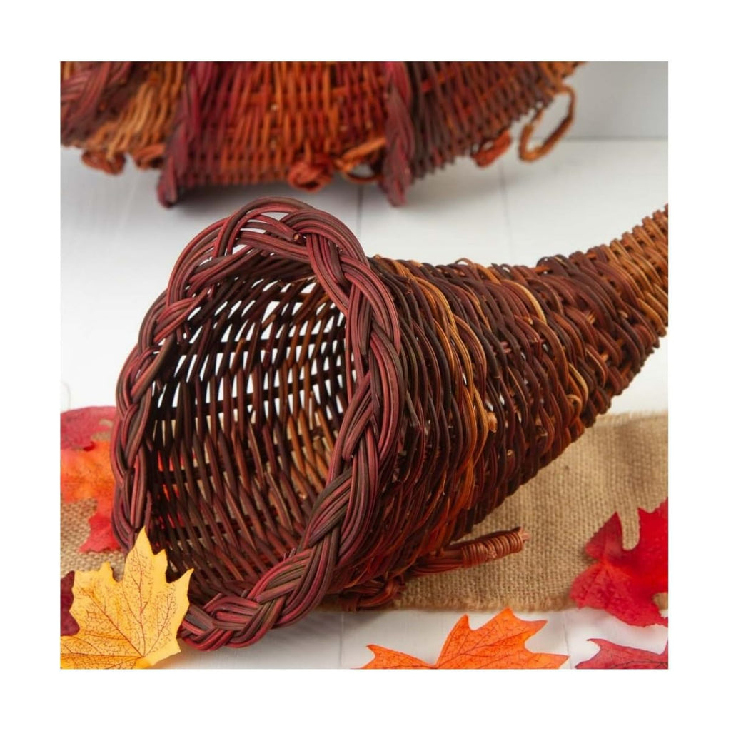 Bulk Group of 12 Thanksgiving Cornucopia Horn of Plenty Baskets - Wicker Cornucopias for Fall Decorating and Displays by Factory Direct Craft