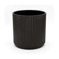 Amazon Basics Fluted Ceramic Planter Pot for Indoor Outdoor Plants, Round Flower Pot with Drainage Hole, 10-inch, Black