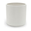 Amazon Basics Fluted Ceramic Planter Pot for Indoor Outdoor Plants, Round Flower Pot with Drainage Hole, 8-inch, White