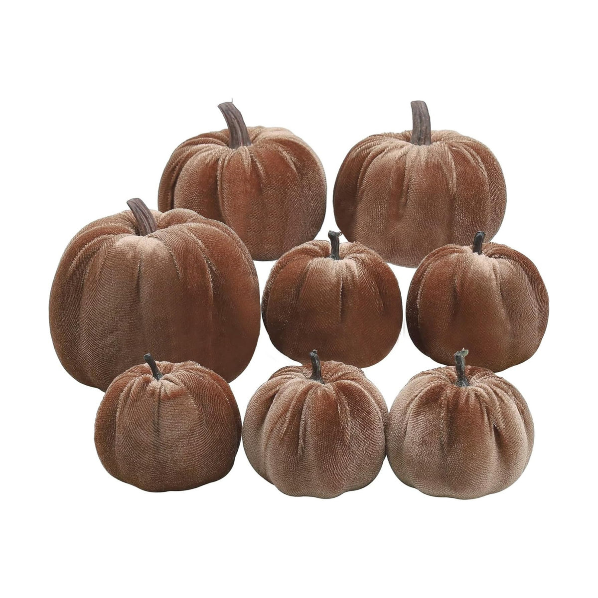 Woration 8pcs Velvet Champagne Pumpkins Artificial Home Party Decorative