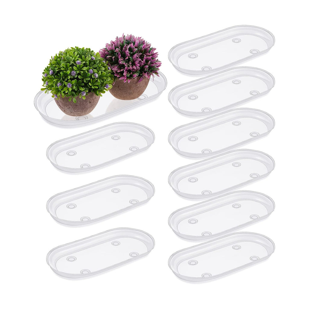 10 Pcs 12 x 6 Inch Plant Tray Plastic Plant Saucer Window Sill Tray Rectangular Drip Trays Plastic Oval for Indoors