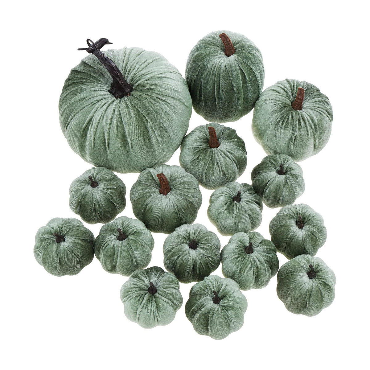 Woration 16pcs Assorted Size Velvet Fake Artificial Pumpkin Ornament
