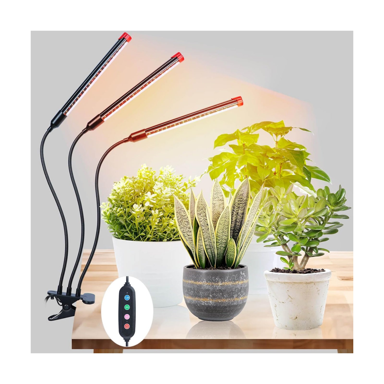 Clip Grow Lights for Indoor Plants, Seed Starting, Bonsai, 4/8/12/16/20H Timer, Full Spectrum Plant Growing Lamps, 27
