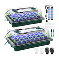 2 Pack Seed Starter Tray with Grow Light, 80 Cell Indoor Greenhouse Seed Starting Set with Humidity Dome, 360° Full