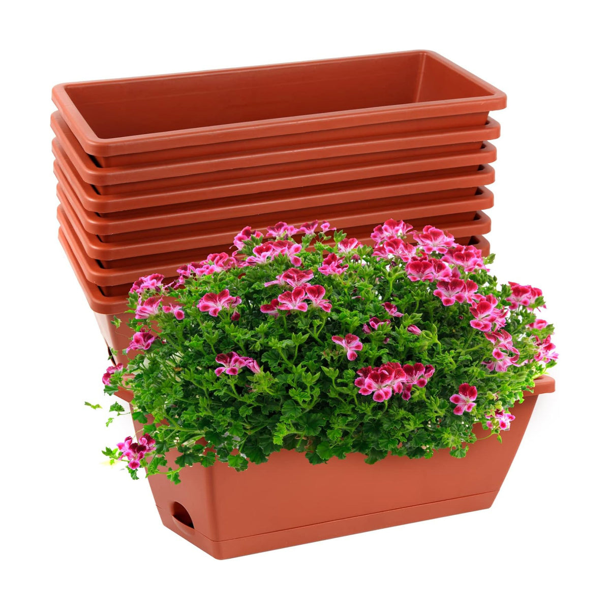 8pcs Window Box Planter,Rectangle Plastic Vegetable Flower Planters Boxes