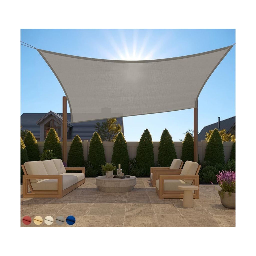 GORILLA GRIP Heavy Duty Sun Shade, UV Protection Fade Tear and Rust Resistant Rectangle Sunshade Canopy, Curved Edges