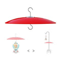 13" Large Glass Rain Cover for Bird Feeder, Red Weather Guard Dome Shield