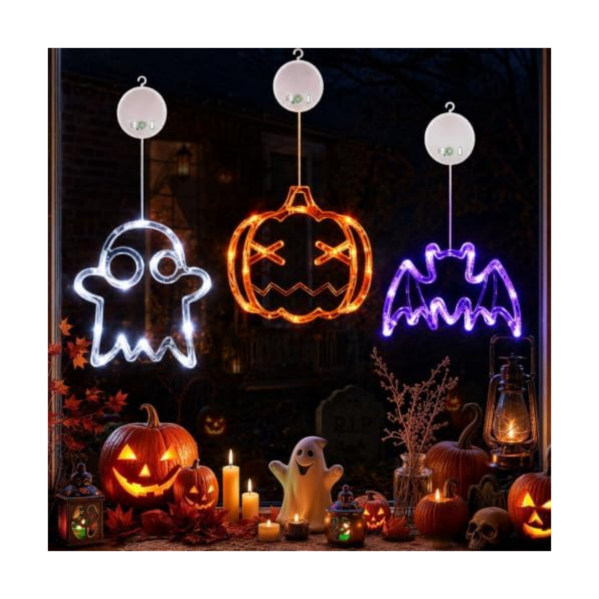 LOLStar Halloween Decorations, 2026 Upgrade Halloween Window Lights, 3 Pack