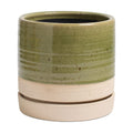 HERDUK 6 Inch Plant Pots, Ceramic Planter Pot with Drainage Hole & Saucer, Indoor/Outdoor Cylinder Round Planter Pot