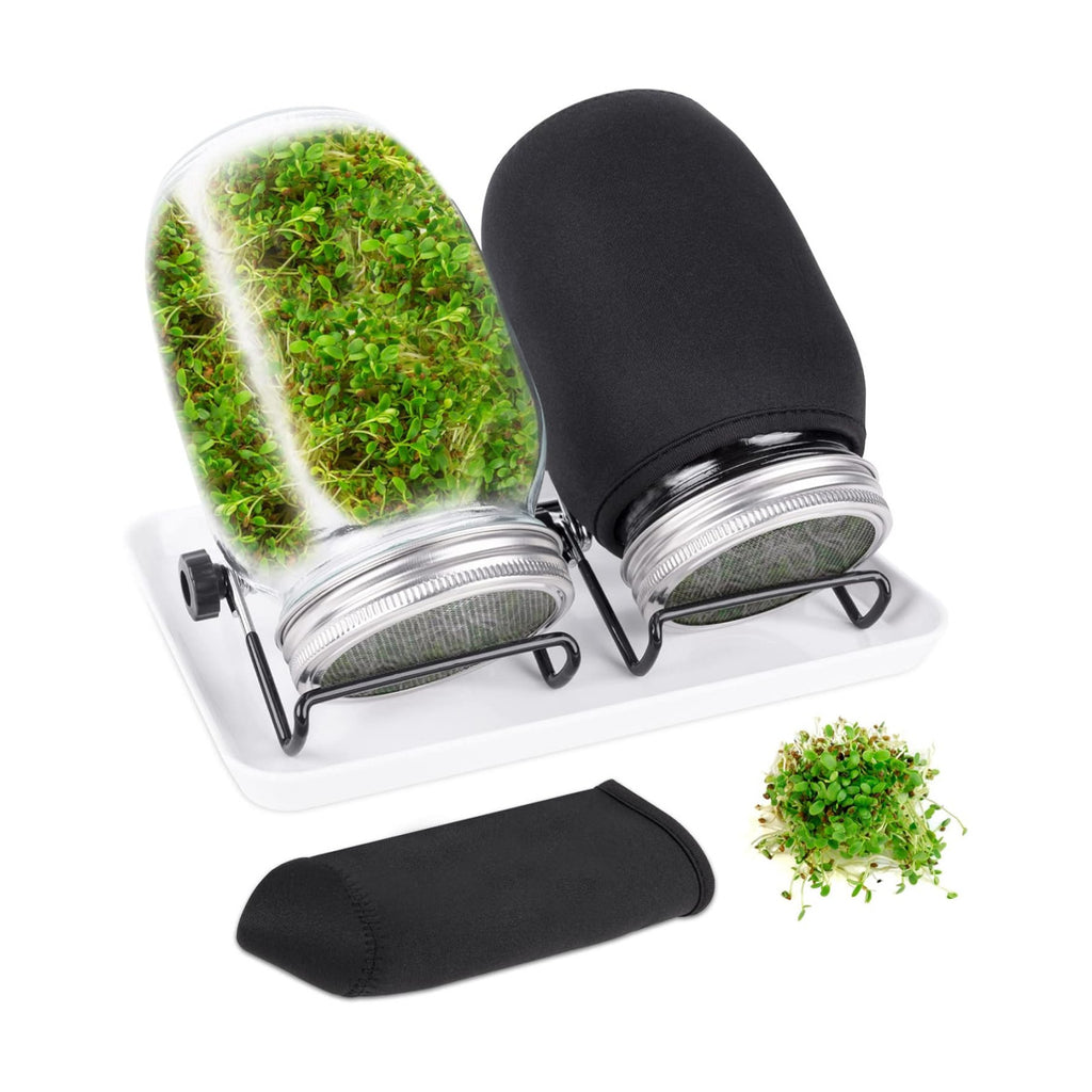 Kikerike Seed Sprouting Jar Kit with 2 Wide Mouth Mason Jars Bean Sprouts Growing Kit Microgreens Growing Jar with Mesh