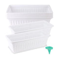 JOIKIT 6 Packs 17 Inch White Plastic Flower Window Boxes Planters with Drainage Holes & Tray, Rectangular Long