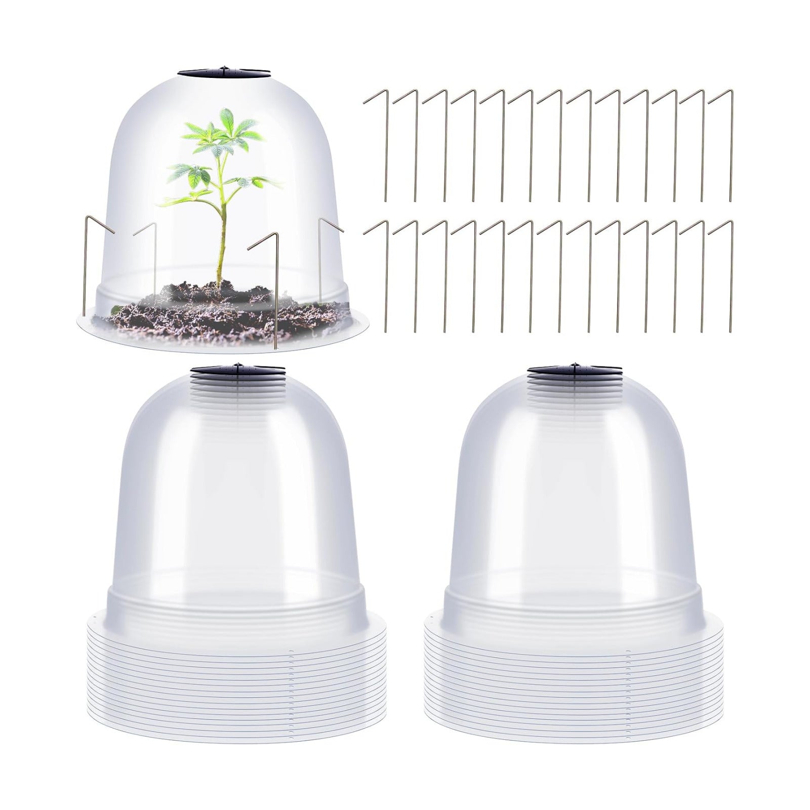 Zopeal 20 Pcs Small Humidity Plant Domes Garden Cloche 7.68" Dia x 6.7" H Reusable Thick Seedlings Frost Protector