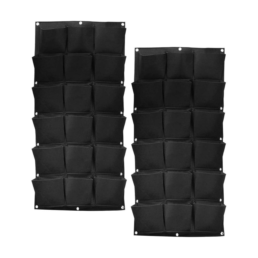 SOUJAP 2 Pack 18 Pockets Vertical Wall Garden Planter Plant Grow Bag, Hanging Felt Grow Bags Vertical Wall Garden for