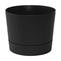 Root & Vessel Majestic Mid-Century Modern Low Profile Cylinder Pot, Matte Black, 12.5"