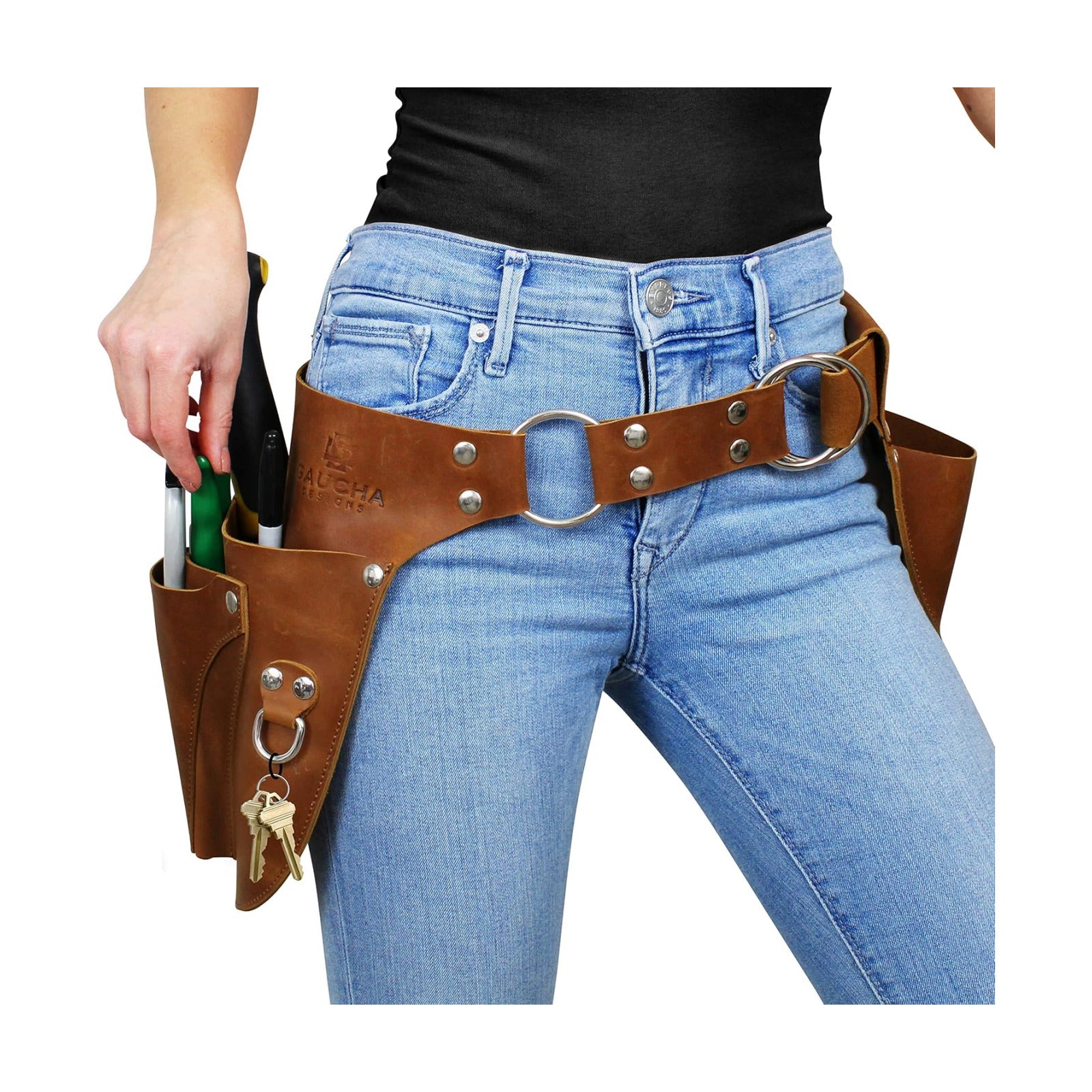 Leather Garden Tool Belt -Gardening Holster -Gift for Gardeners, Florists | Full grain. Multiple pockets. Adjustable.
