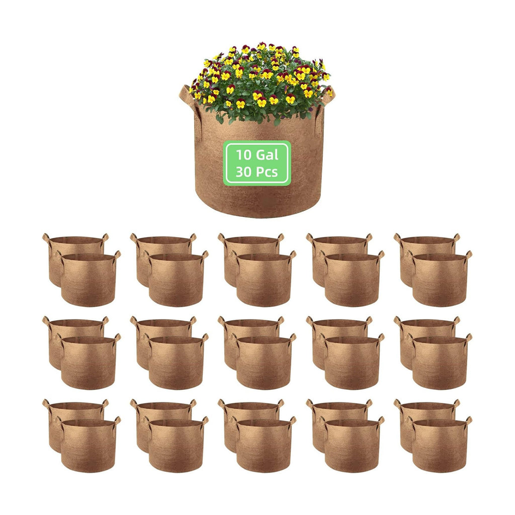 10 Gallon Garden Grow Bags, 30 Pack 10 Gal Planter Bags Fabric Pot, Nonwoven Grow Pots Heavy Duty Aeration Fabric Pots