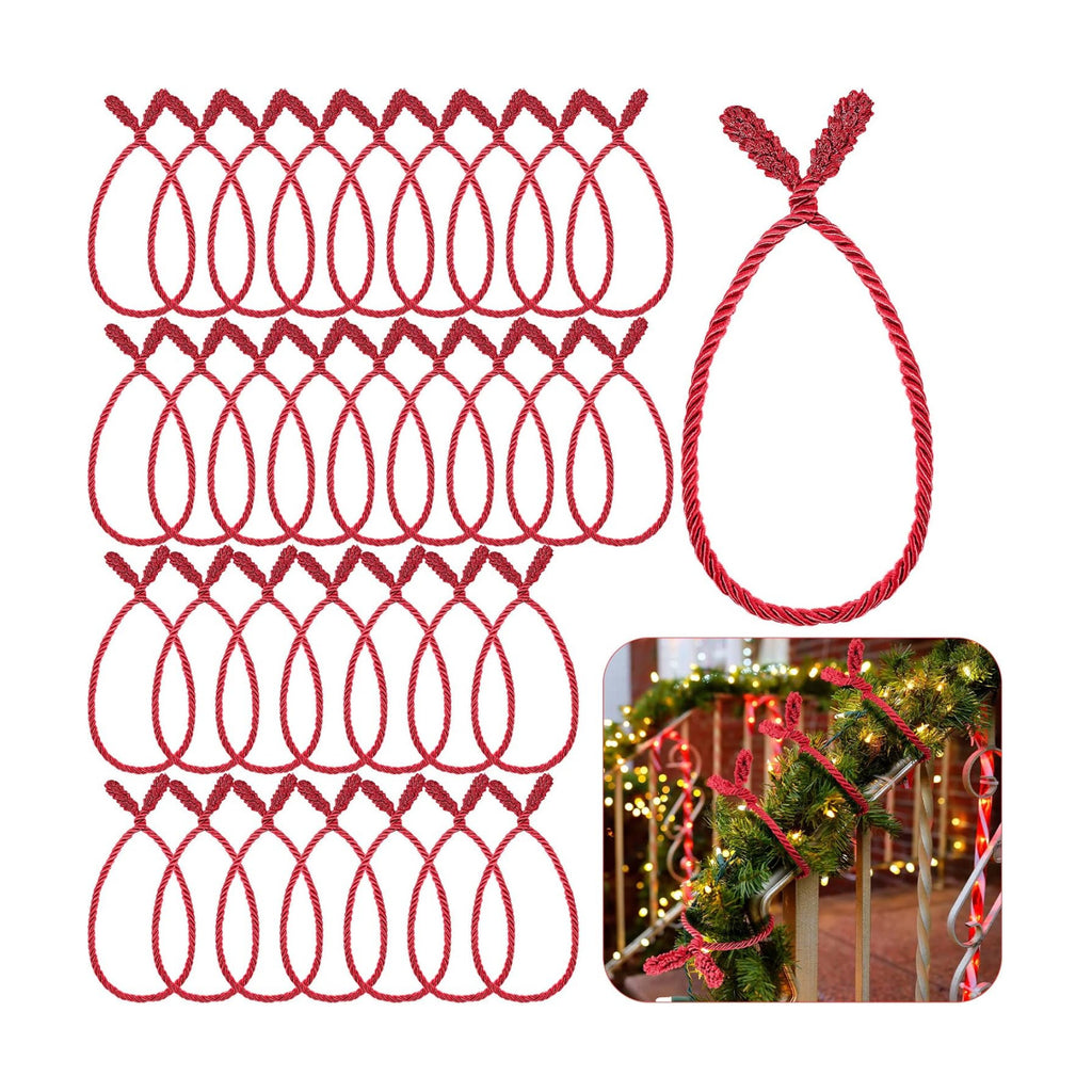 Zhengmy 32 Pcs 20 Inches Christmas Garland Ties Christmas Decorative Twist Ties for Banister Reusable and Flexible Twist for Xmas Home Decorations Holiday Craft Wrapping (Red)