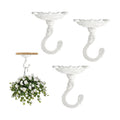 Sungmor Heavy Duty Ceiling Hooks for Hanging Plants, 3PC White 3.5x3.9Inch Large Cast Iron Ceiling Hooks, Antique