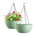 WOUSIWER 13 inch 2 Pack Large Hanging Planters for Indoor Outdoor Plants with Drainage Holes and Chain, Round Hanging