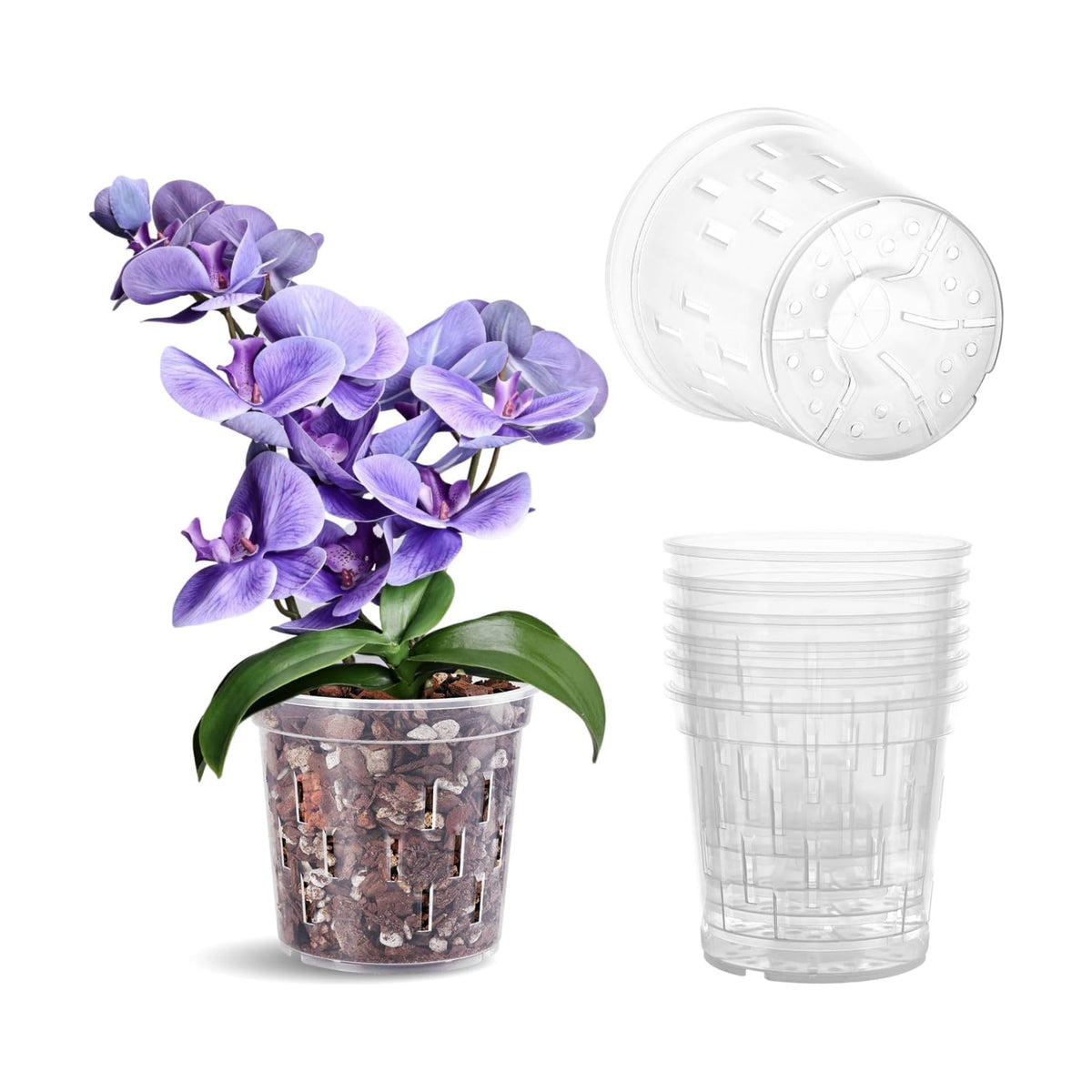 TRUEDAYS Orchid Pot, 6 Pack 6 Inch Plant Pot with Drainage