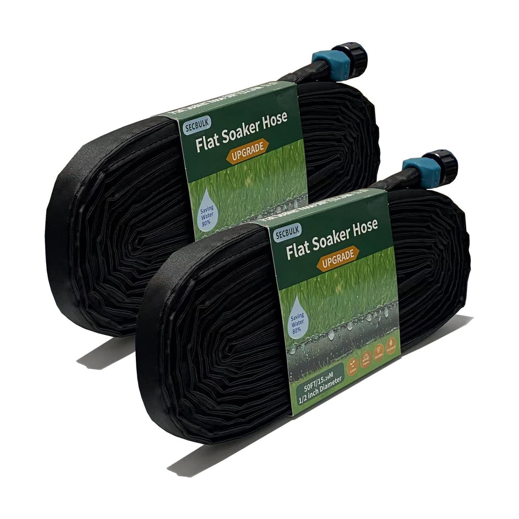 Secbulk 2026 Flat Soaker Hose 100 ft for Garden, 100' (50ft x 2) Linkable Drip Hose Diy Garden Irrigation System Saving