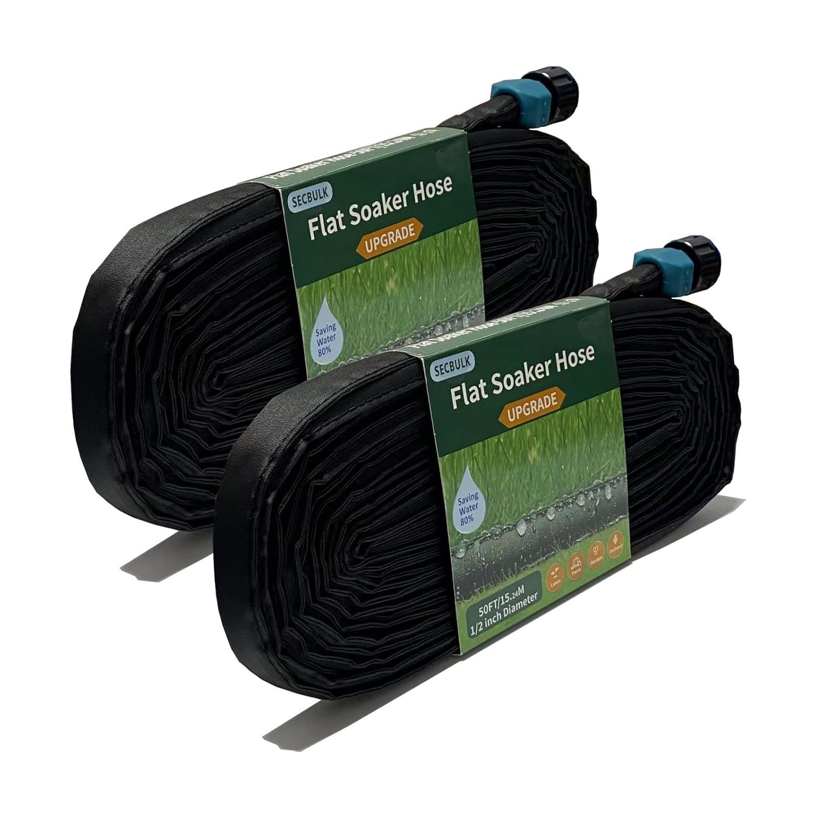 Secbulk 2026 Flat Soaker Hose 100 ft for Garden, 100' (50ft x 2) Linkable Drip Hose Diy Garden Irrigation System Saving