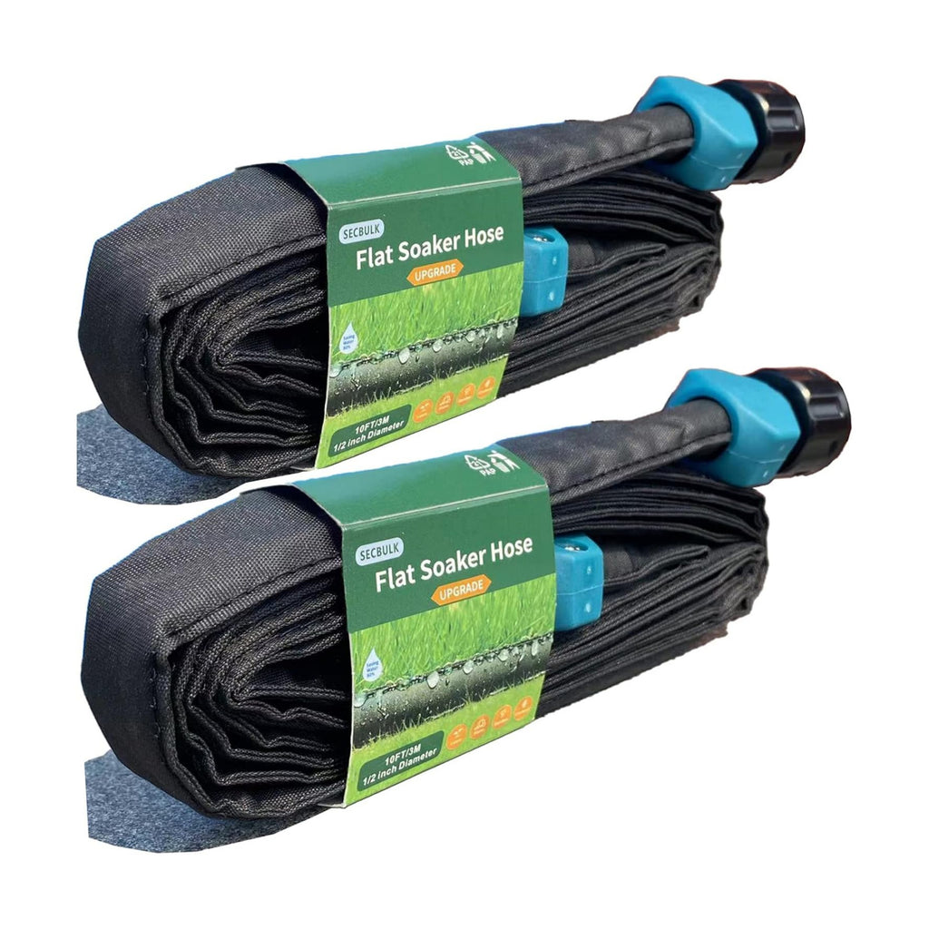 Secbulk 2026 Flat Soaker Hose 20 ft for Garden, 20' (10ft x 2) Linkable Drip Hose Diy Garden Irrigation System Saving
