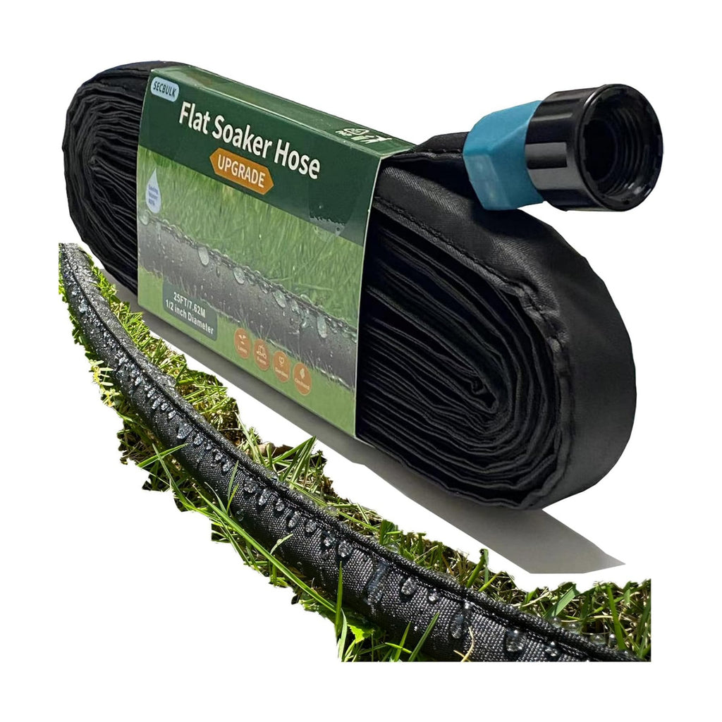 Secbulk 2026 Flat Soaker Hose 25 ft for Garden, 25' Linkable Drip Hose Diy Garden Irrigation System Saving 80% Water
