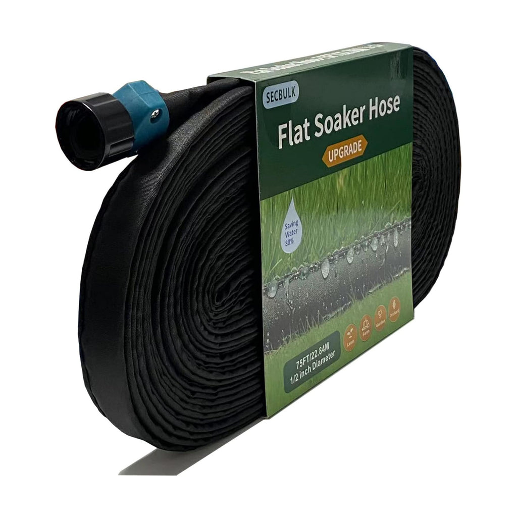 Secbulk 2026 Flat Soaker Hose 75 ft for Garden, 75' Linkable Drip Hose Diy Garden Irrigation System Saving 80% Water