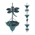 Vindar 8.5 Feet Retro Iron Dragonfly Rain Chain for Gutters Downspouts Uutside, Antique Sky Blue Color 10 Flower Cups