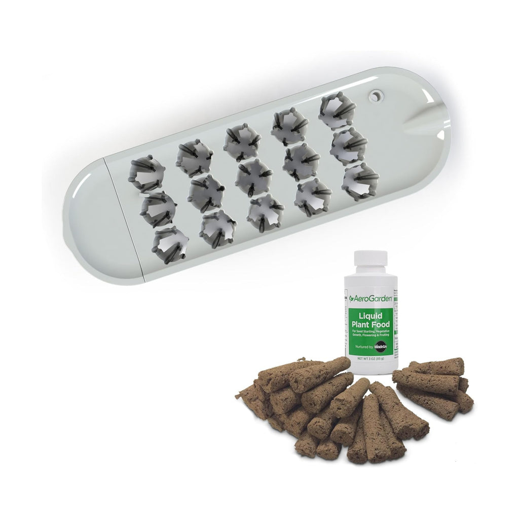 AeroGarden Seed Starting System for AeroGarden Sprout | Plastic Seed Starter Tray, 15 Biodegradable Grow Sponges, 3 oz.