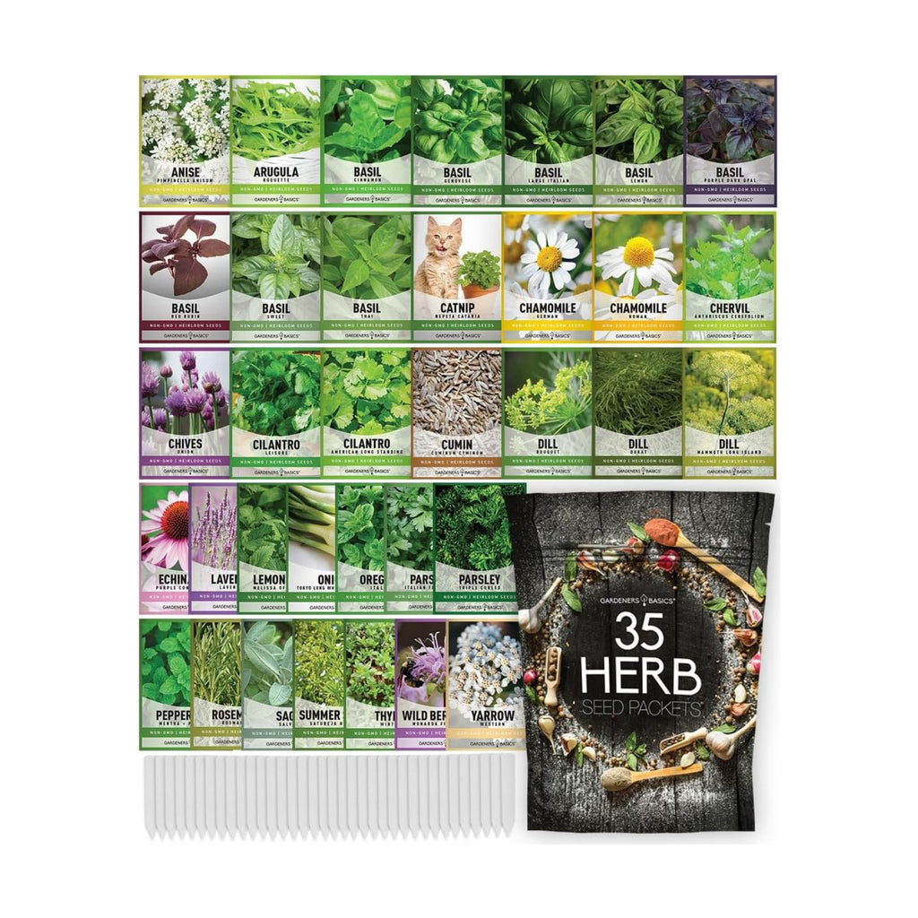 Gardeners Basics 35 Medicinal Herb Seeds Variety Pack for Planting, Non-GMO | 35 medicinal and culinary herbs; over