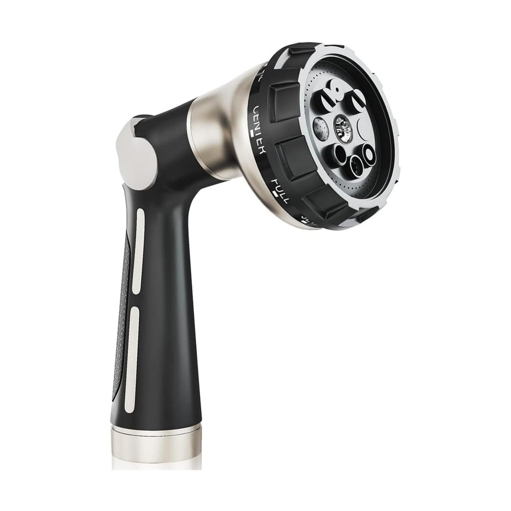 Garden Hose Nozzle Heavy Duty, 8 Patterns, Thumb On/Off Valve, Black | High pressure sprayer for watering plants, car