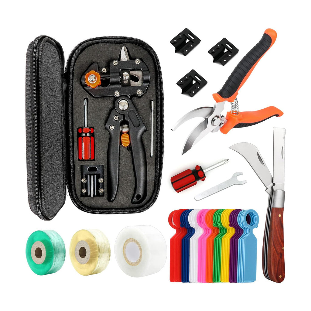 Upgrage Garden Grafting Tools, 2 in 1 Garden Pruning Tools Including Grafting Knife, Pruning Shears, Replacement Blades
