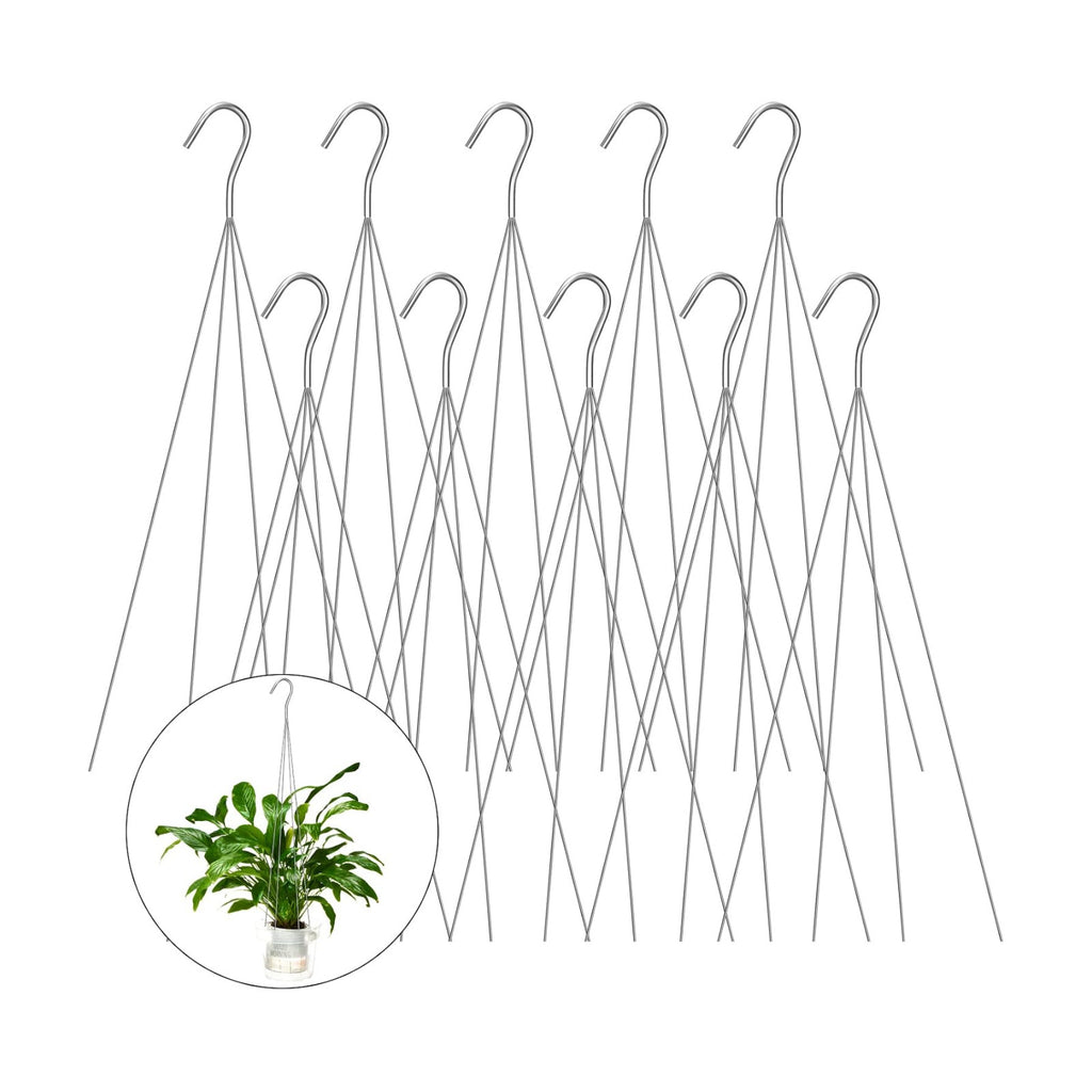 10 Pack 24 Inches Strong Wire Plant Hangers for Hanging Baskets 4 Orchid Hanging Basket Wire Metal Hook Hanger for
