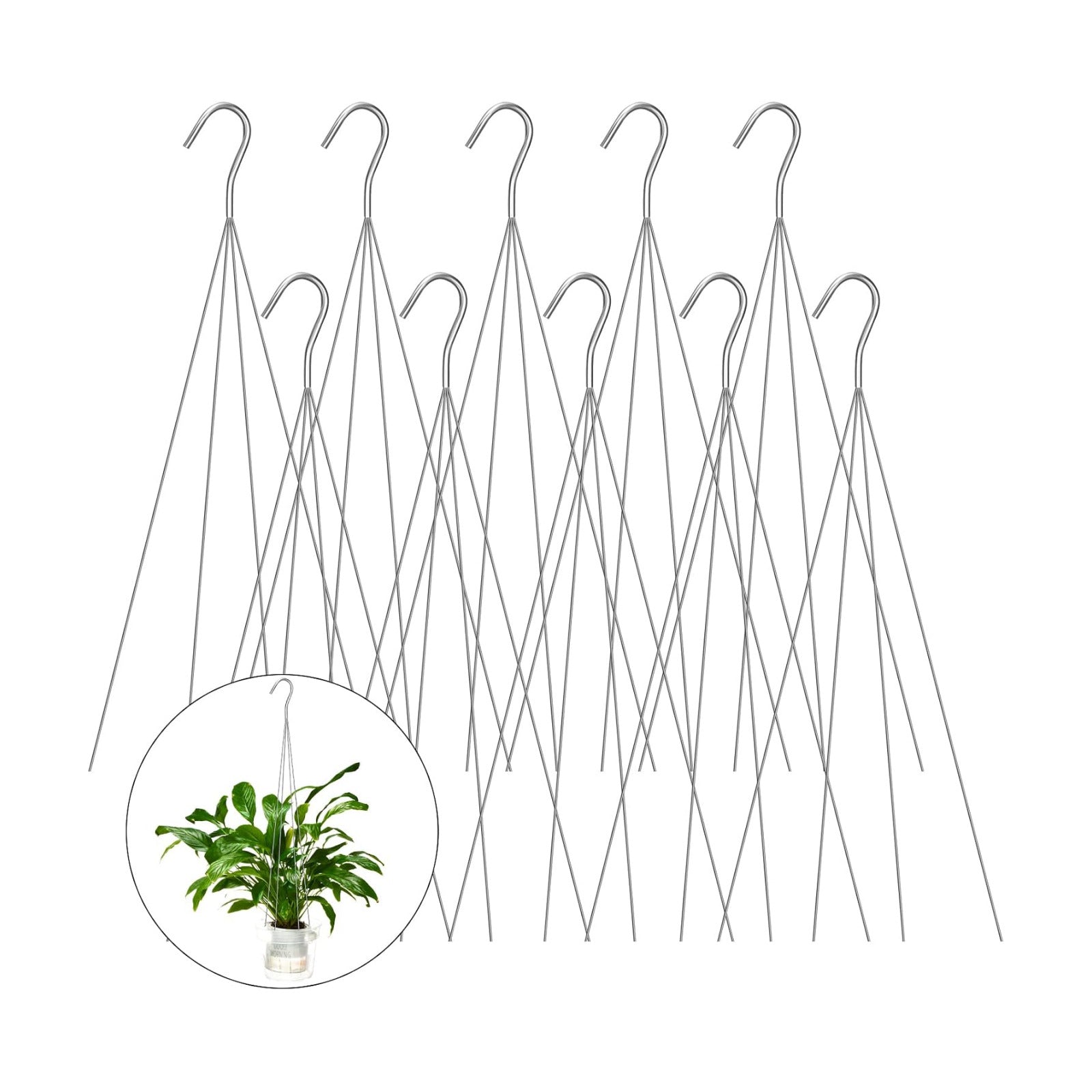 10 Pack 24 Inches Strong Wire Plant Hangers for Hanging Baskets 4 Orchid Hanging Basket Wire Metal Hook Hanger for