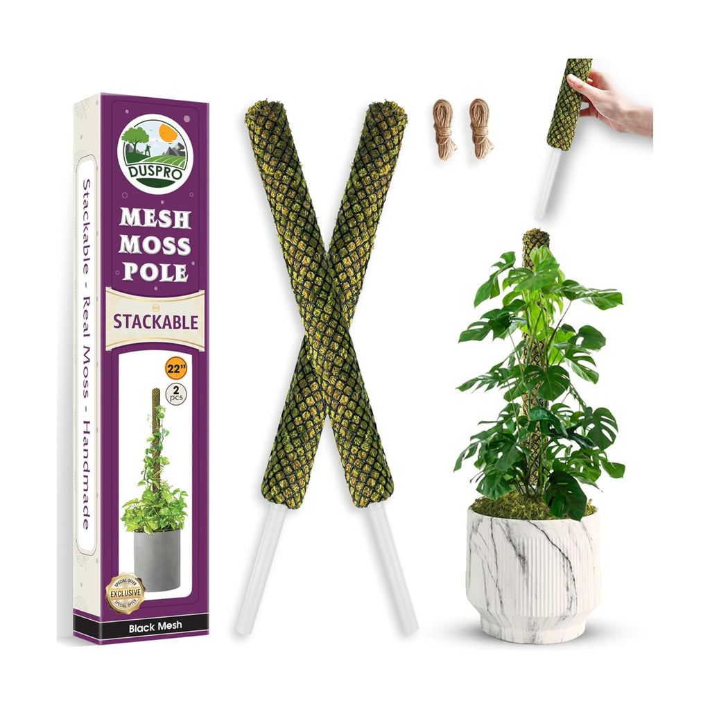 DUSPRO 2 Pack 22" Black Stackable Mesh Moss Pole for Plants